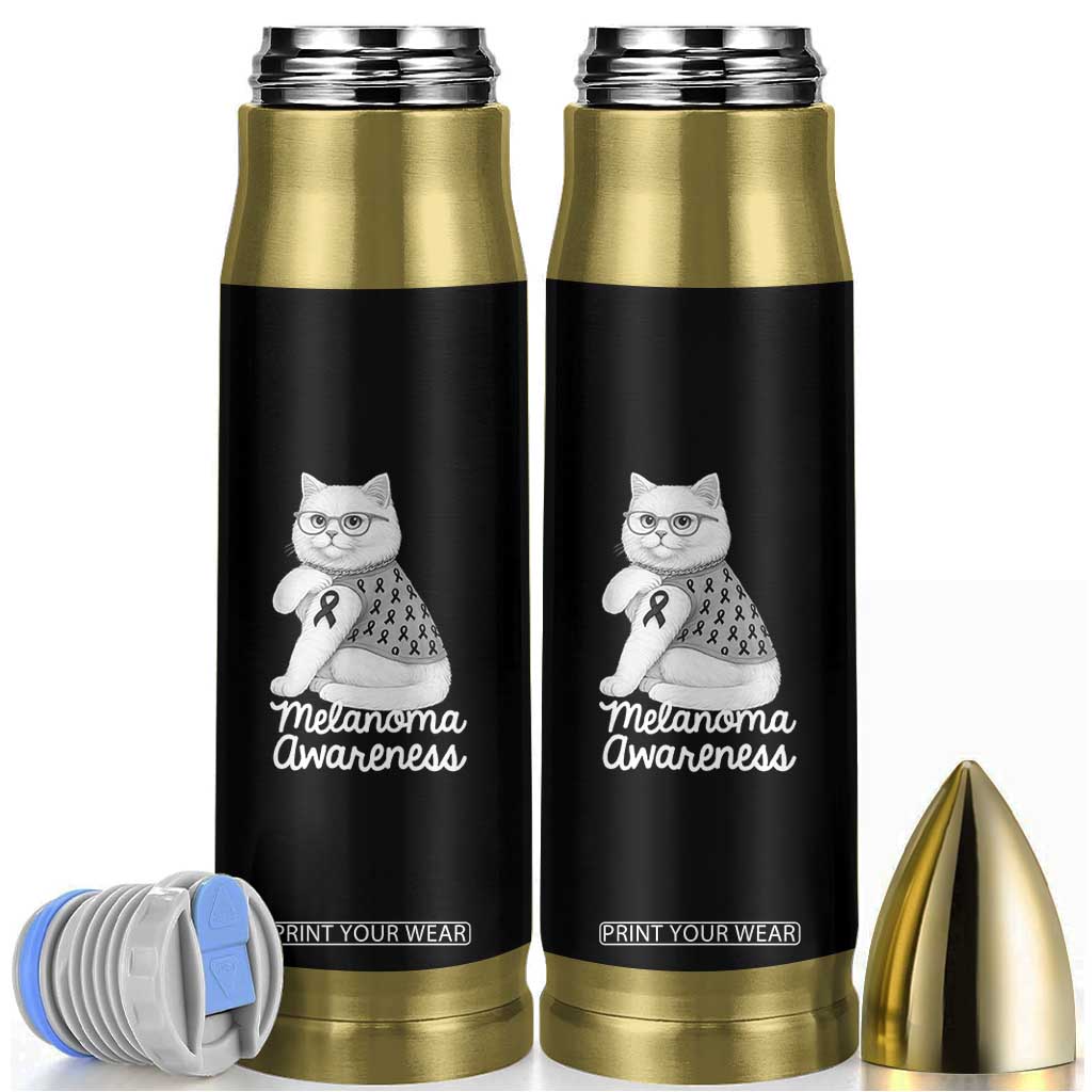 British Shorthair Skin Cancer Awareness Bullet Tumbler Melanoma Fighter Cat Gift TS12 Black Print Your Wear