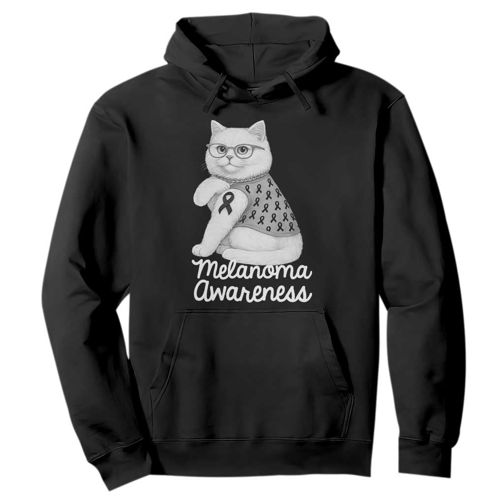 British Shorthair Skin Cancer Awareness Hoodie Melanoma Fighter Cat Gift TS12 Black Print Your Wear