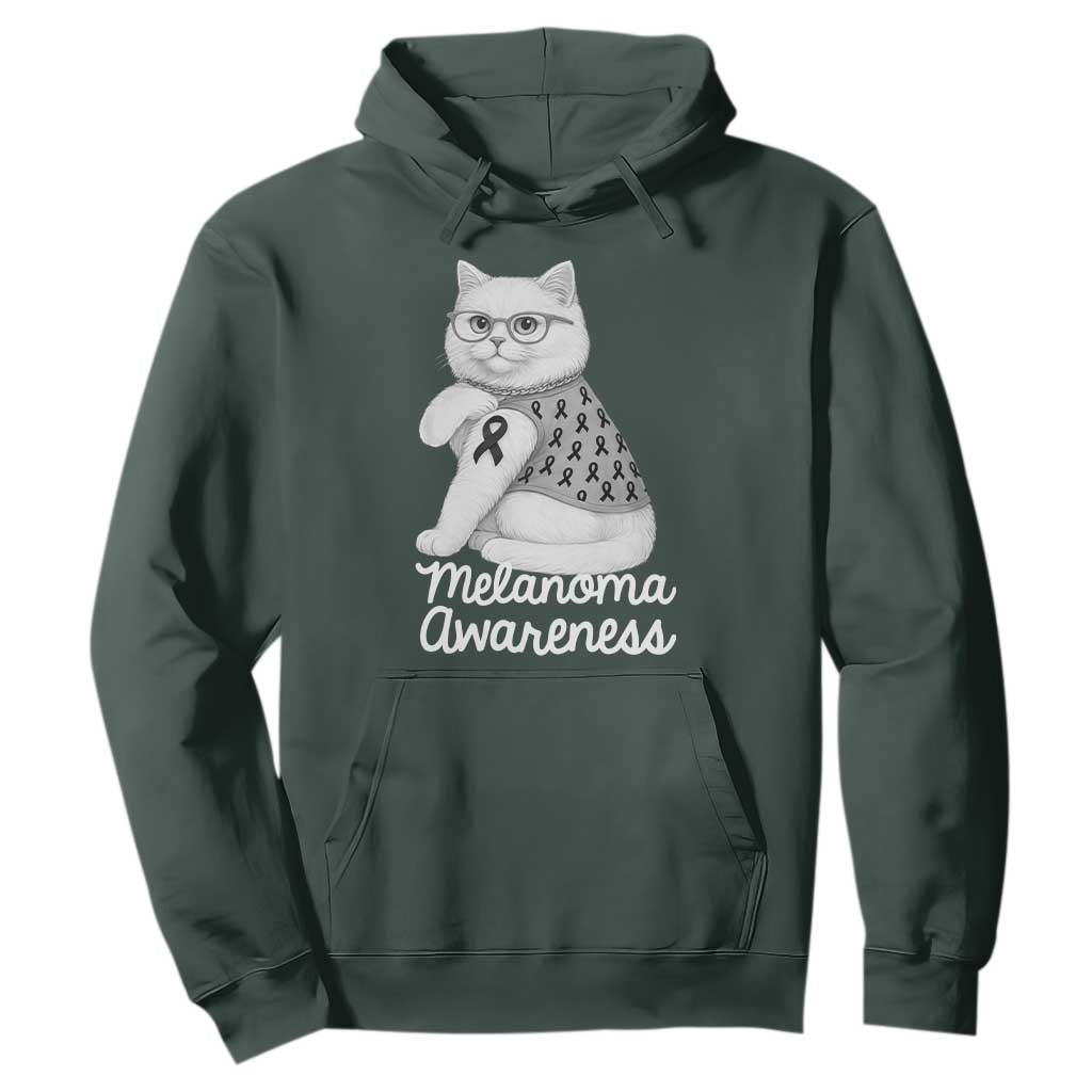 British Shorthair Skin Cancer Awareness Hoodie Melanoma Fighter Cat Gift TS12 Dark Forest Green Print Your Wear