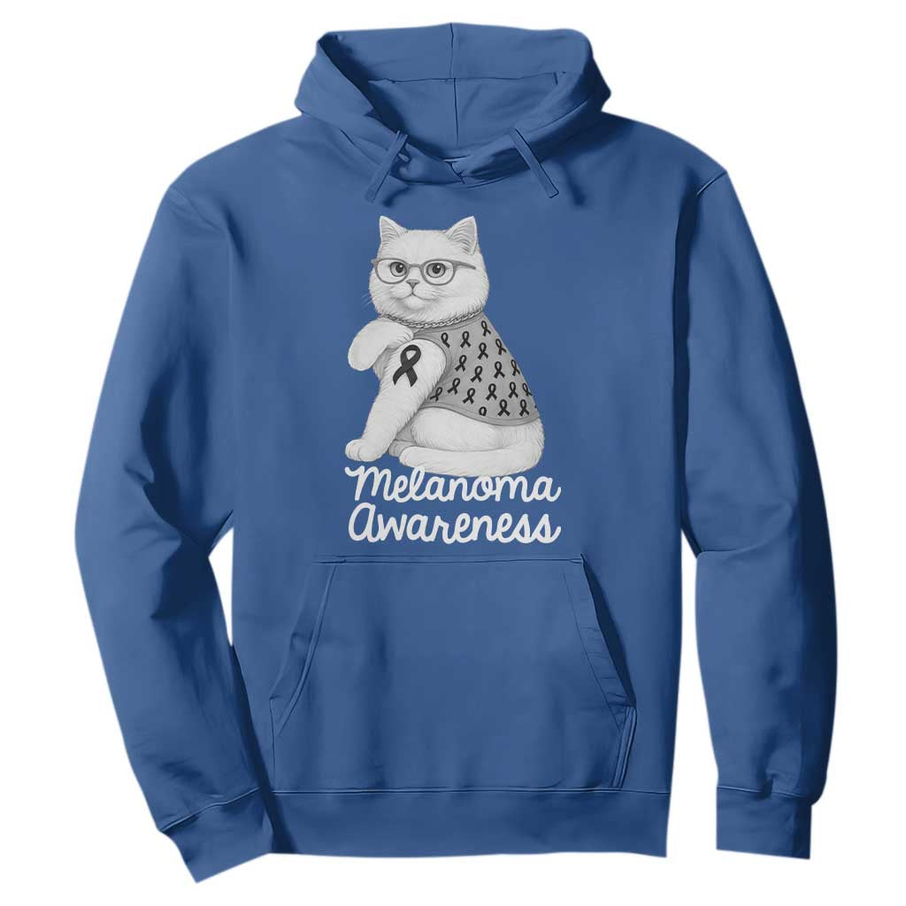 British Shorthair Skin Cancer Awareness Hoodie Melanoma Fighter Cat Gift TS12 Royal Blue Print Your Wear