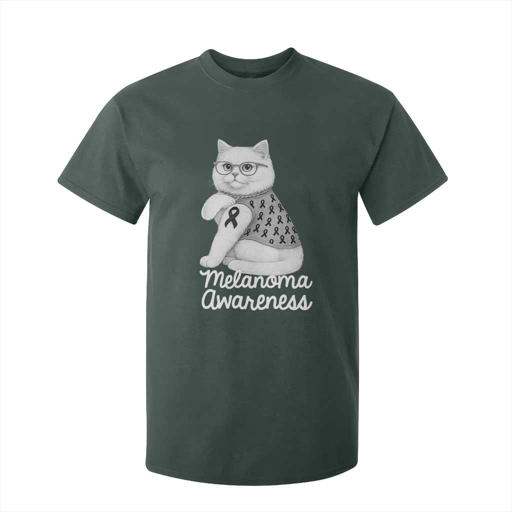 British Shorthair Skin Cancer Awareness T Shirt For Kid Melanoma Fighter Cat Gift TS12 Dark Forest Green Print Your Wear