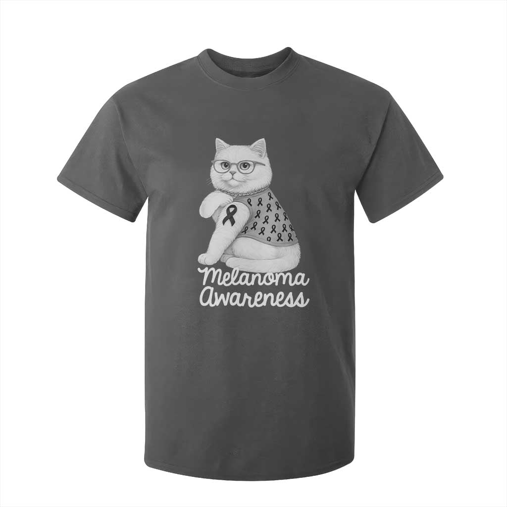 British Shorthair Skin Cancer Awareness T Shirt For Kid Melanoma Fighter Cat Gift TS12 Dark Heather Print Your Wear