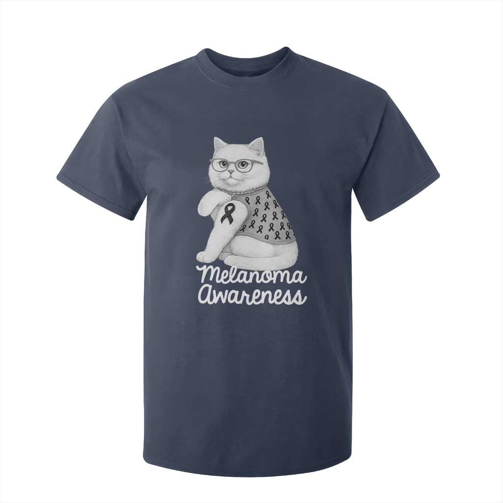 British Shorthair Skin Cancer Awareness T Shirt For Kid Melanoma Fighter Cat Gift TS12 Navy Print Your Wear