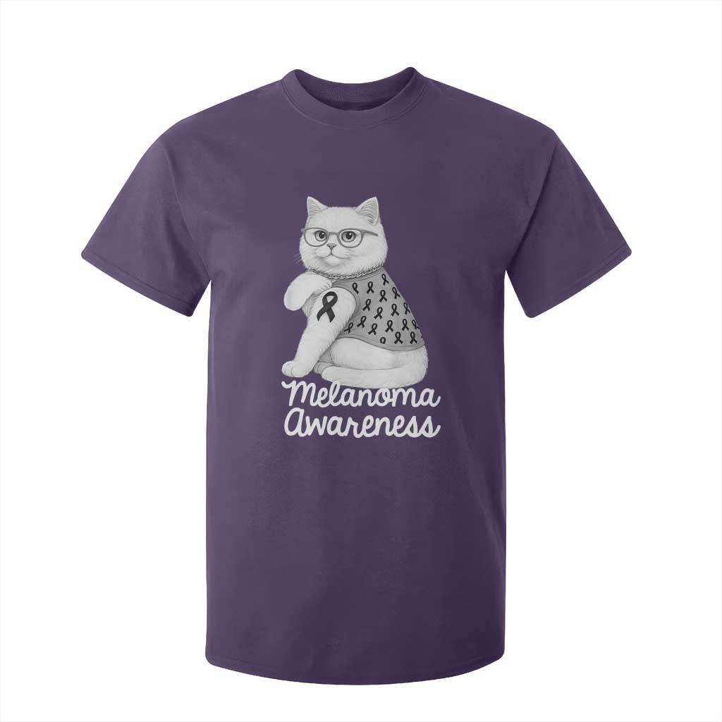 British Shorthair Skin Cancer Awareness T Shirt For Kid Melanoma Fighter Cat Gift TS12 Purple Print Your Wear