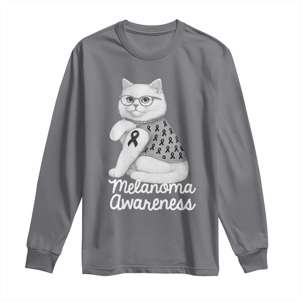 British Shorthair Skin Cancer Awareness Long Sleeve Shirt Melanoma Fighter Cat Gift TS12 Charcoal Print Your Wear