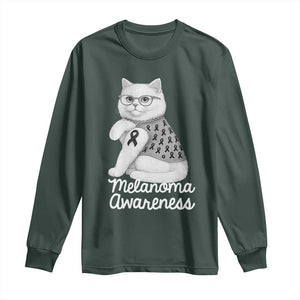 British Shorthair Skin Cancer Awareness Long Sleeve Shirt Melanoma Fighter Cat Gift TS12 Dark Forest Green Print Your Wear