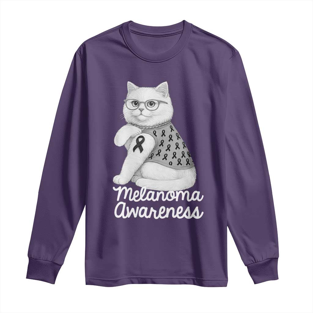 British Shorthair Skin Cancer Awareness Long Sleeve Shirt Melanoma Fighter Cat Gift TS12 Purple Print Your Wear