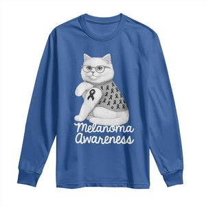 British Shorthair Skin Cancer Awareness Long Sleeve Shirt Melanoma Fighter Cat Gift TS12 Royal Blue Print Your Wear