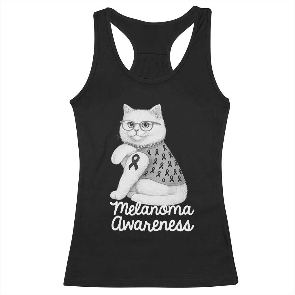 British Shorthair Skin Cancer Awareness Racerback Tank Top Melanoma Fighter Cat Gift TS12 Black Print Your Wear