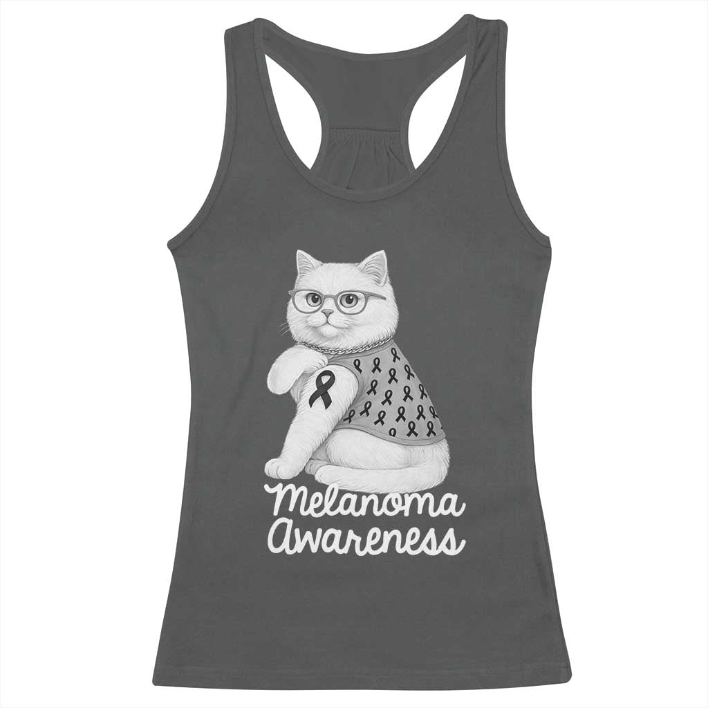 British Shorthair Skin Cancer Awareness Racerback Tank Top Melanoma Fighter Cat Gift TS12 Dark Heather Print Your Wear