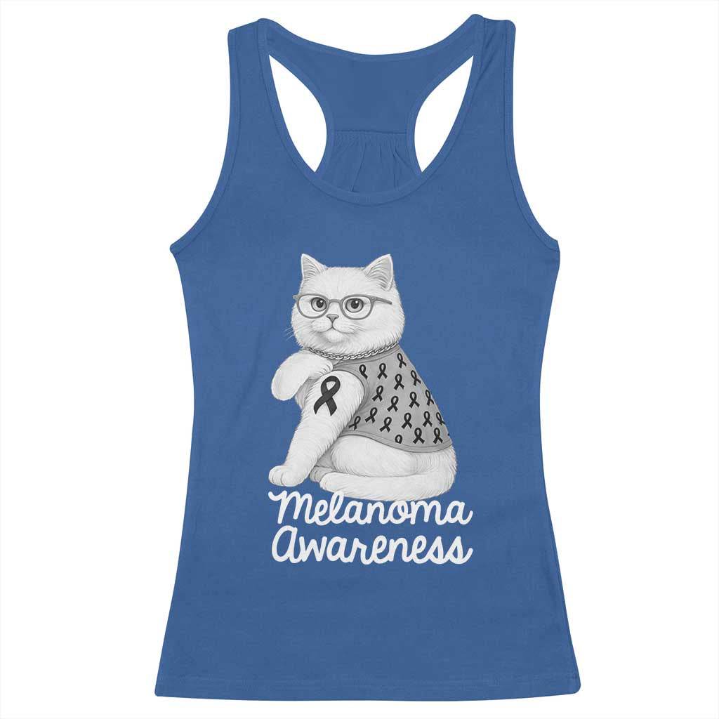 British Shorthair Skin Cancer Awareness Racerback Tank Top Melanoma Fighter Cat Gift TS12 Royal Blue Print Your Wear