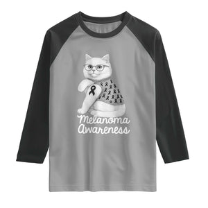 British Shorthair Skin Cancer Awareness Raglan Shirt Melanoma Fighter Cat Gift TS12 Sport Gray Black Print Your Wear