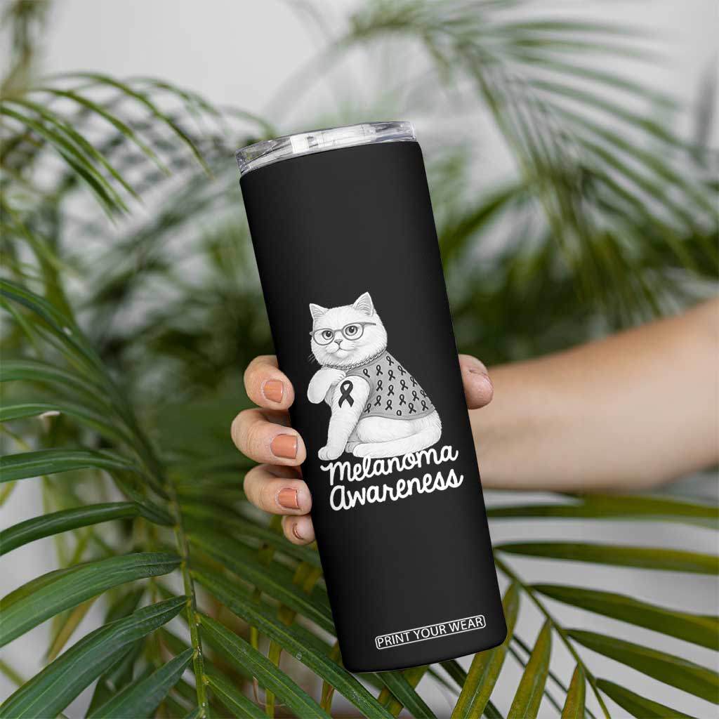 British Shorthair Skin Cancer Awareness Skinny Tumbler Melanoma Fighter Cat Gift TS12 Print Your Wear