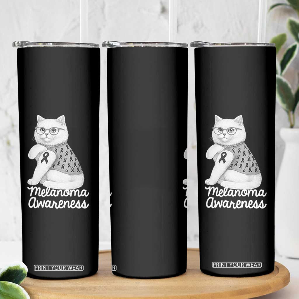 British Shorthair Skin Cancer Awareness Skinny Tumbler Melanoma Fighter Cat Gift TS12 Print Your Wear