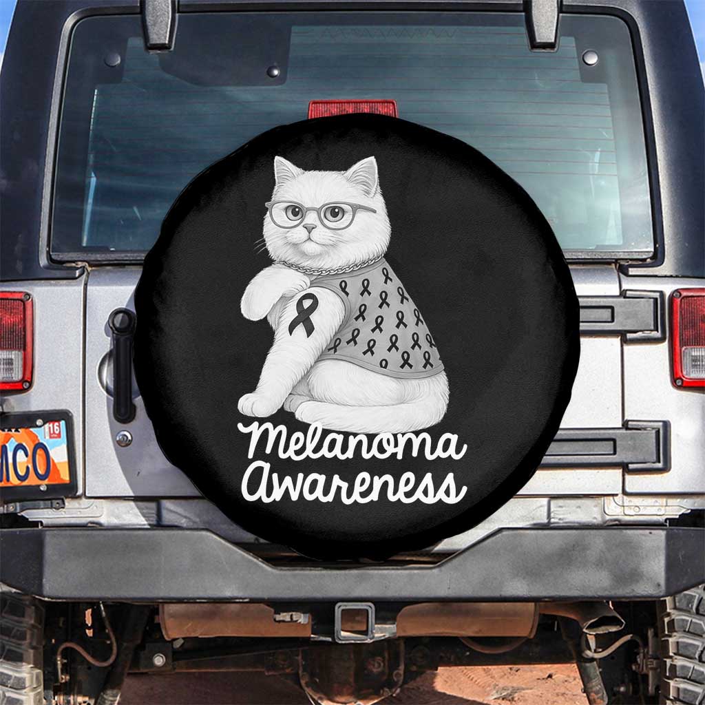 British Shorthair Skin Cancer Awareness Spare Tire Cover Melanoma Fighter Cat Gift TS12 No hole Black Print Your Wear