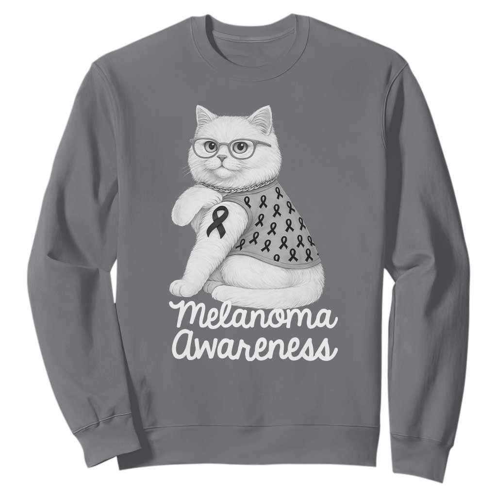 British Shorthair Skin Cancer Awareness Sweatshirt Melanoma Fighter Cat Gift TS12 Charcoal Print Your Wear