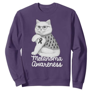 British Shorthair Skin Cancer Awareness Sweatshirt Melanoma Fighter Cat Gift TS12 Purple Print Your Wear