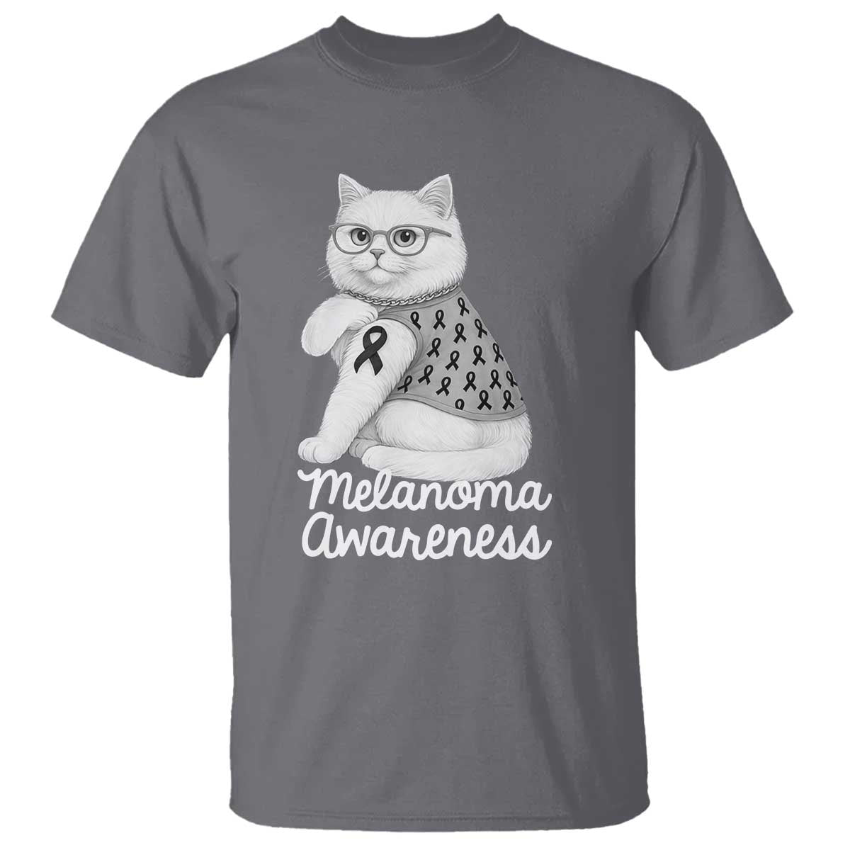 British Shorthair Skin Cancer Awareness T Shirt Melanoma Fighter Cat Gift TS12 Charcoal Print Your Wear