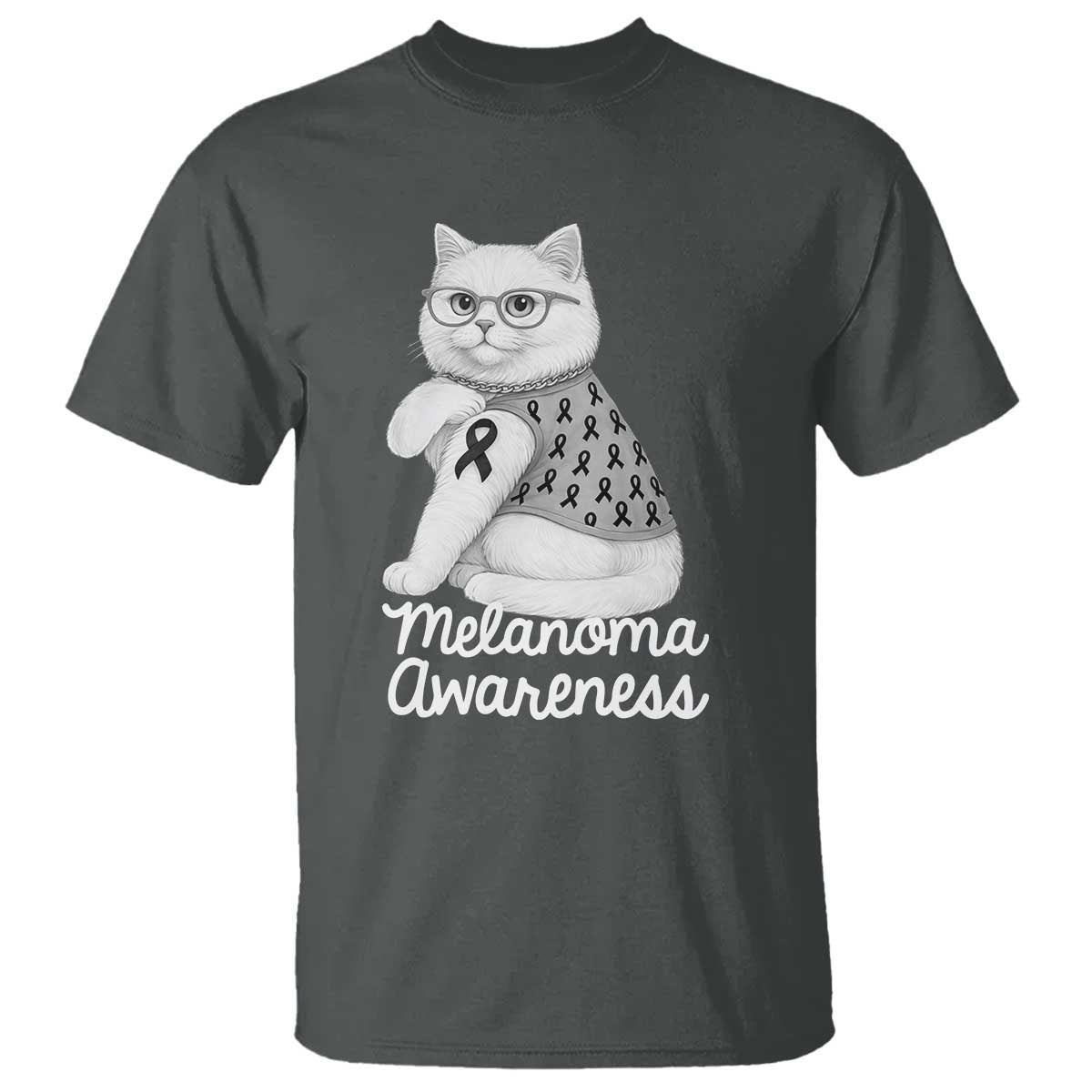 British Shorthair Skin Cancer Awareness T Shirt Melanoma Fighter Cat Gift TS12 Dark Heather Print Your Wear
