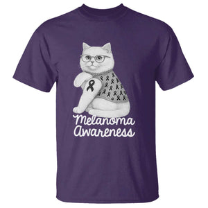British Shorthair Skin Cancer Awareness T Shirt Melanoma Fighter Cat Gift TS12 Purple Print Your Wear