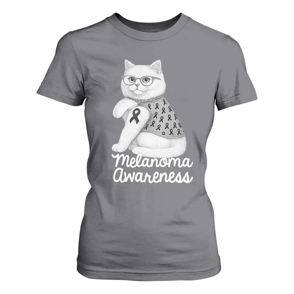 British Shorthair Skin Cancer Awareness T Shirt For Women Melanoma Fighter Cat Gift TS12 Charcoal Print Your Wear