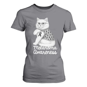 British Shorthair Skin Cancer Awareness T Shirt For Women Melanoma Fighter Cat Gift TS12 Charcoal Print Your Wear