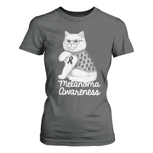 British Shorthair Skin Cancer Awareness T Shirt For Women Melanoma Fighter Cat Gift TS12 Dark Heather Print Your Wear