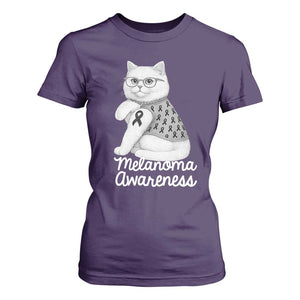 British Shorthair Skin Cancer Awareness T Shirt For Women Melanoma Fighter Cat Gift TS12 Purple Print Your Wear