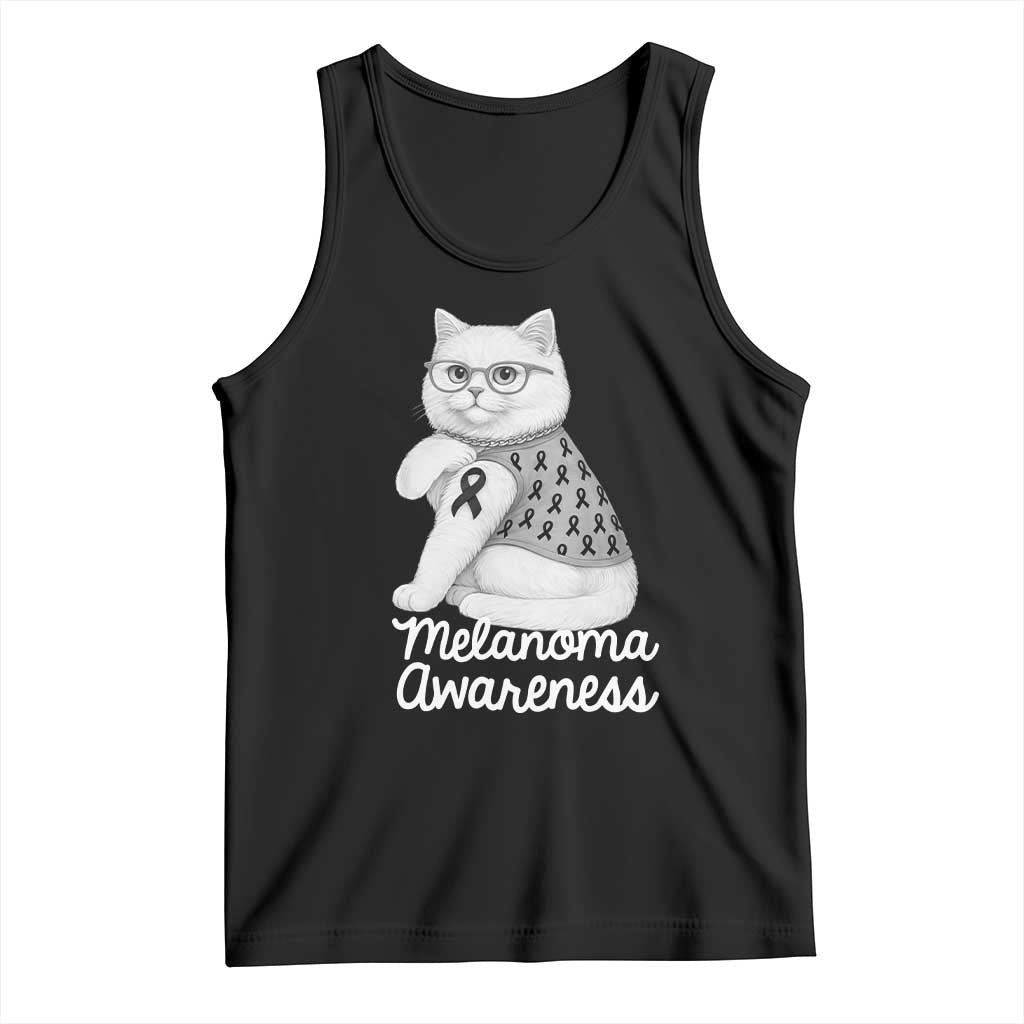 British Shorthair Skin Cancer Awareness Tank Top Melanoma Fighter Cat Gift TS12 Black Print Your Wear