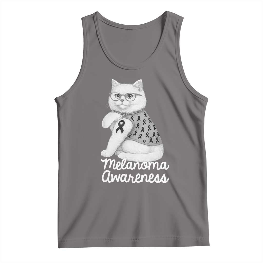 British Shorthair Skin Cancer Awareness Tank Top Melanoma Fighter Cat Gift TS12 Deep Heather Print Your Wear