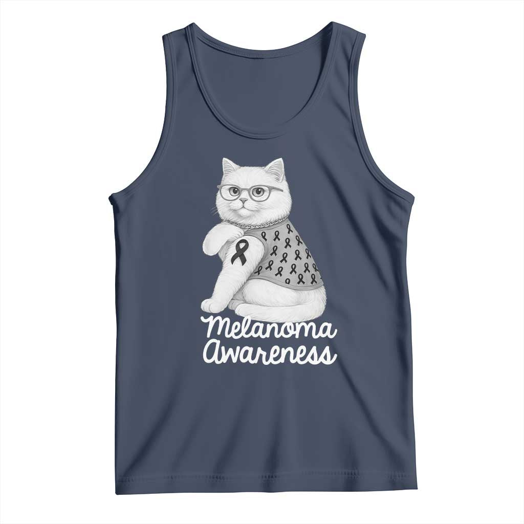 British Shorthair Skin Cancer Awareness Tank Top Melanoma Fighter Cat Gift TS12 Navy Print Your Wear