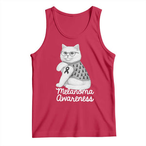 British Shorthair Skin Cancer Awareness Tank Top Melanoma Fighter Cat Gift TS12 Red Print Your Wear