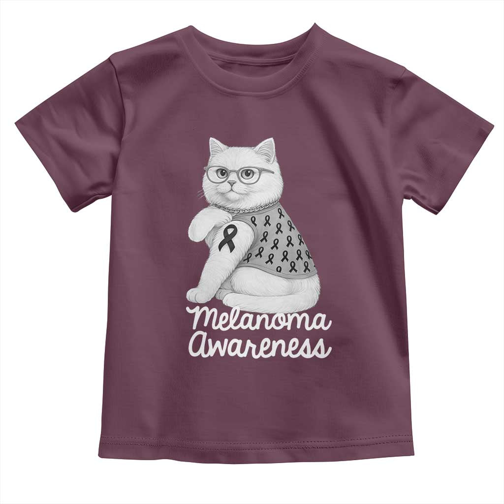 British Shorthair Skin Cancer Awareness Toddler T Shirt Melanoma Fighter Cat Gift TS12 Maroon Print Your Wear