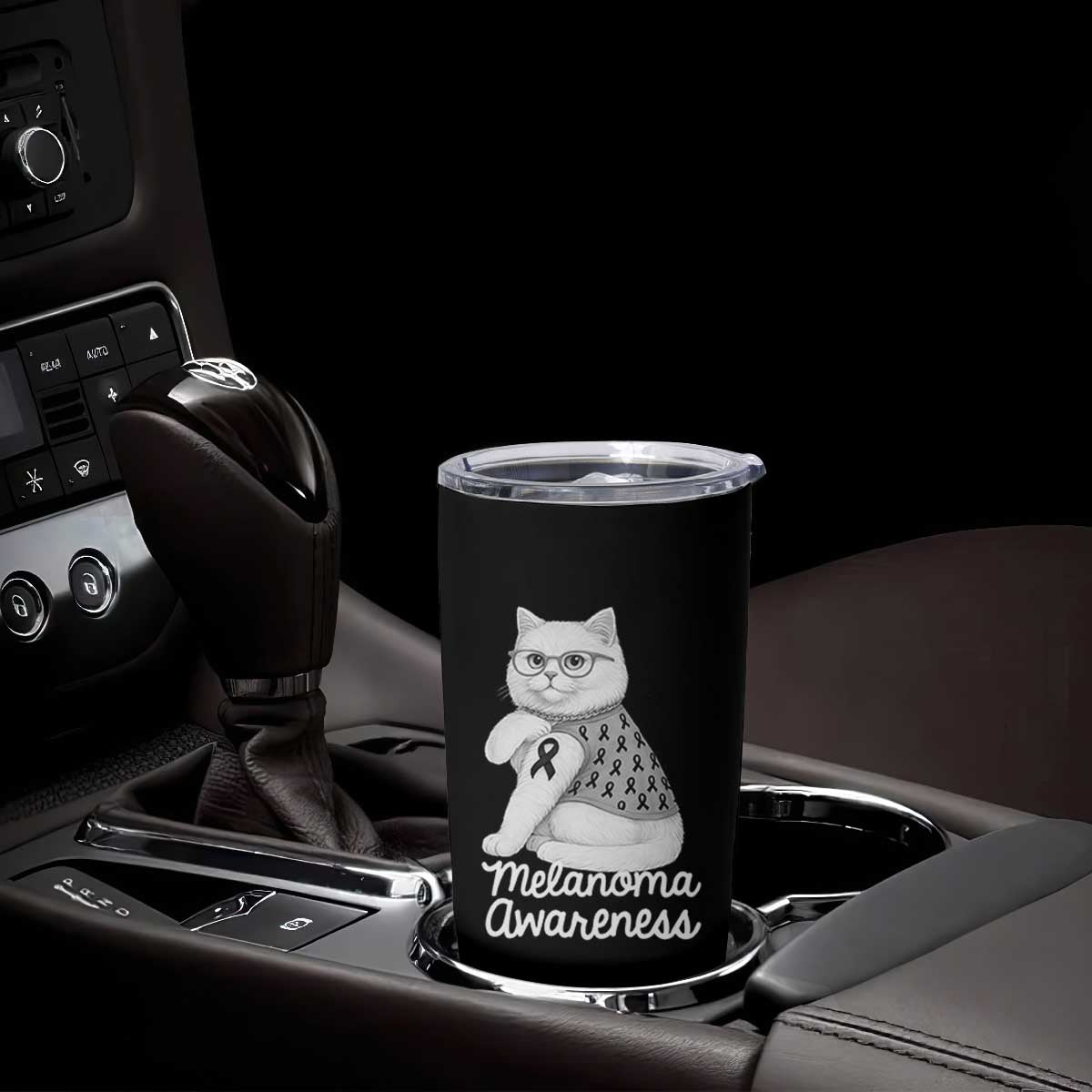 British Shorthair Skin Cancer Awareness Tumbler Cup Melanoma Fighter Cat Gift TS12 Print Your Wear