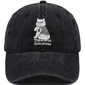 British Shorthair Skin Cancer Awareness Washed Cotton Baseball Cap Melanoma Fighter Cat Gift TS12 Print Your Wear