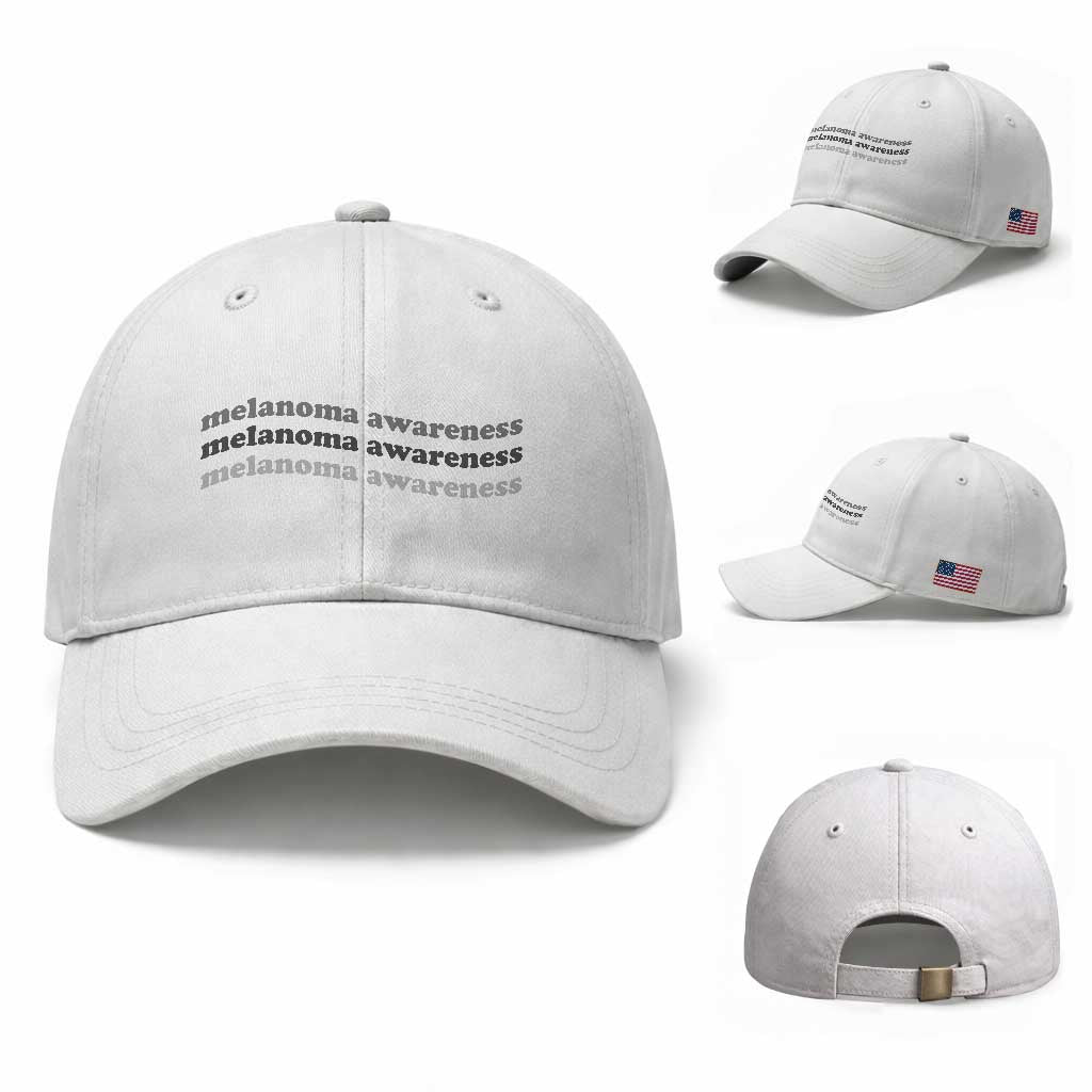 Melanoma Groovy Wavy Typography Baseball Cap Skin Cancer Warrior Gift TS12 Baseball Cap Universal Fit White Print Your Wear