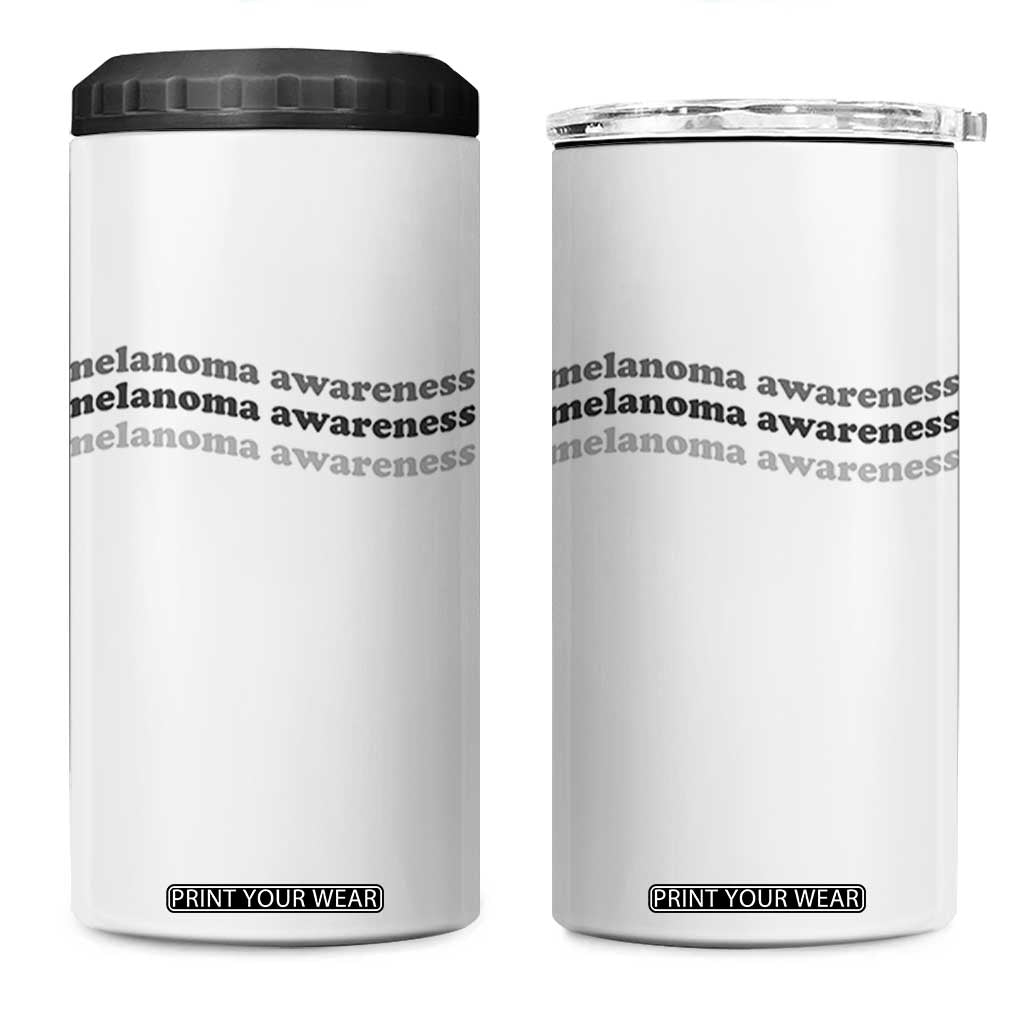 Melanoma Groovy Wavy Typography 4 in 1 Can Cooler Tumbler Skin Cancer Warrior Gift TS12 One Size: 16 oz White Print Your Wear