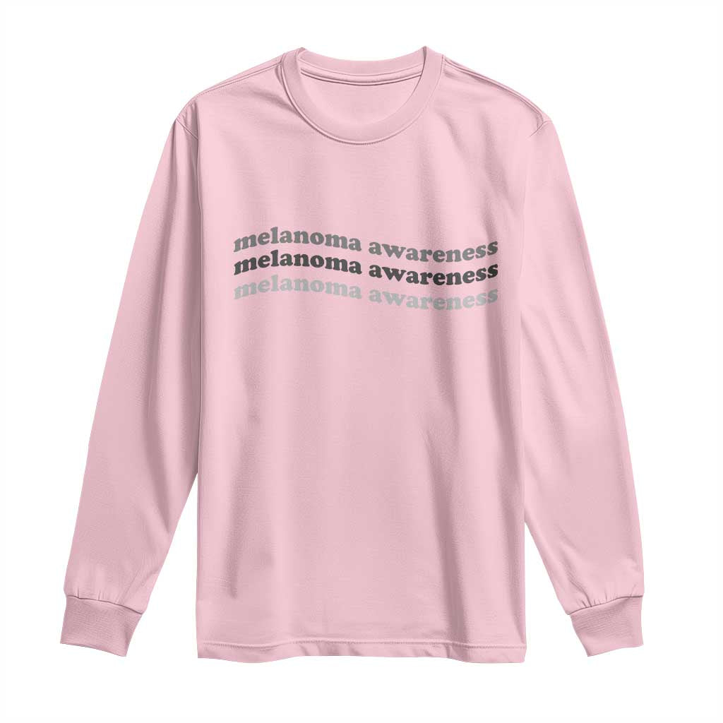 Melanoma Groovy Wavy Typography Long Sleeve Shirt Skin Cancer Warrior Gift TS12 Light Pink Print Your Wear