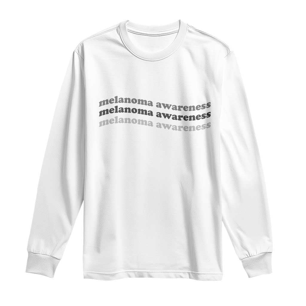 Melanoma Groovy Wavy Typography Long Sleeve Shirt Skin Cancer Warrior Gift TS12 White Print Your Wear