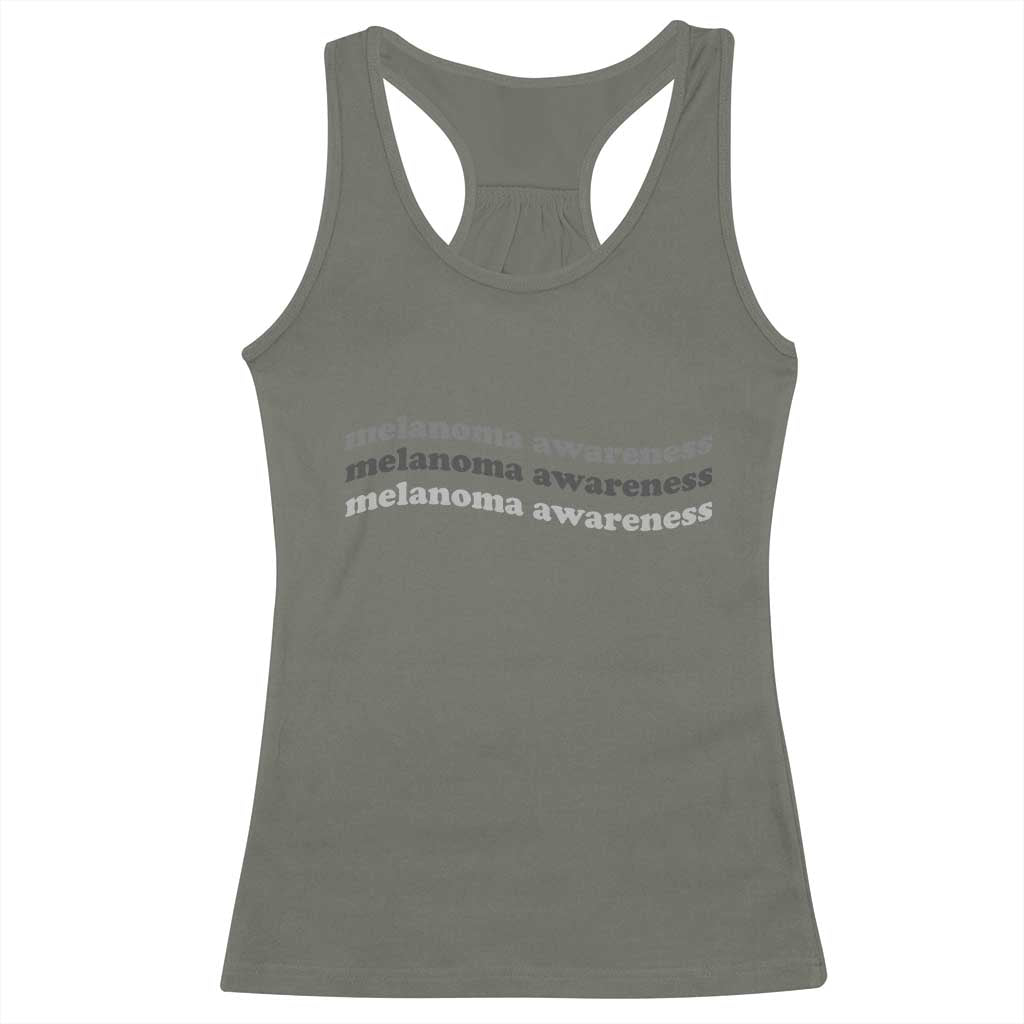 Melanoma Groovy Wavy Typography Racerback Tank Top Skin Cancer Warrior Gift TS12 Military Green Print Your Wear