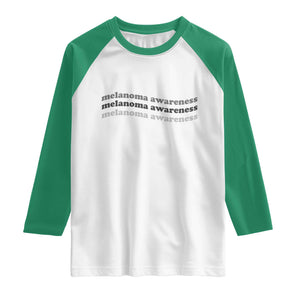 Melanoma Groovy Wavy Typography Raglan Shirt Skin Cancer Warrior Gift TS12 White Kelly Green Print Your Wear
