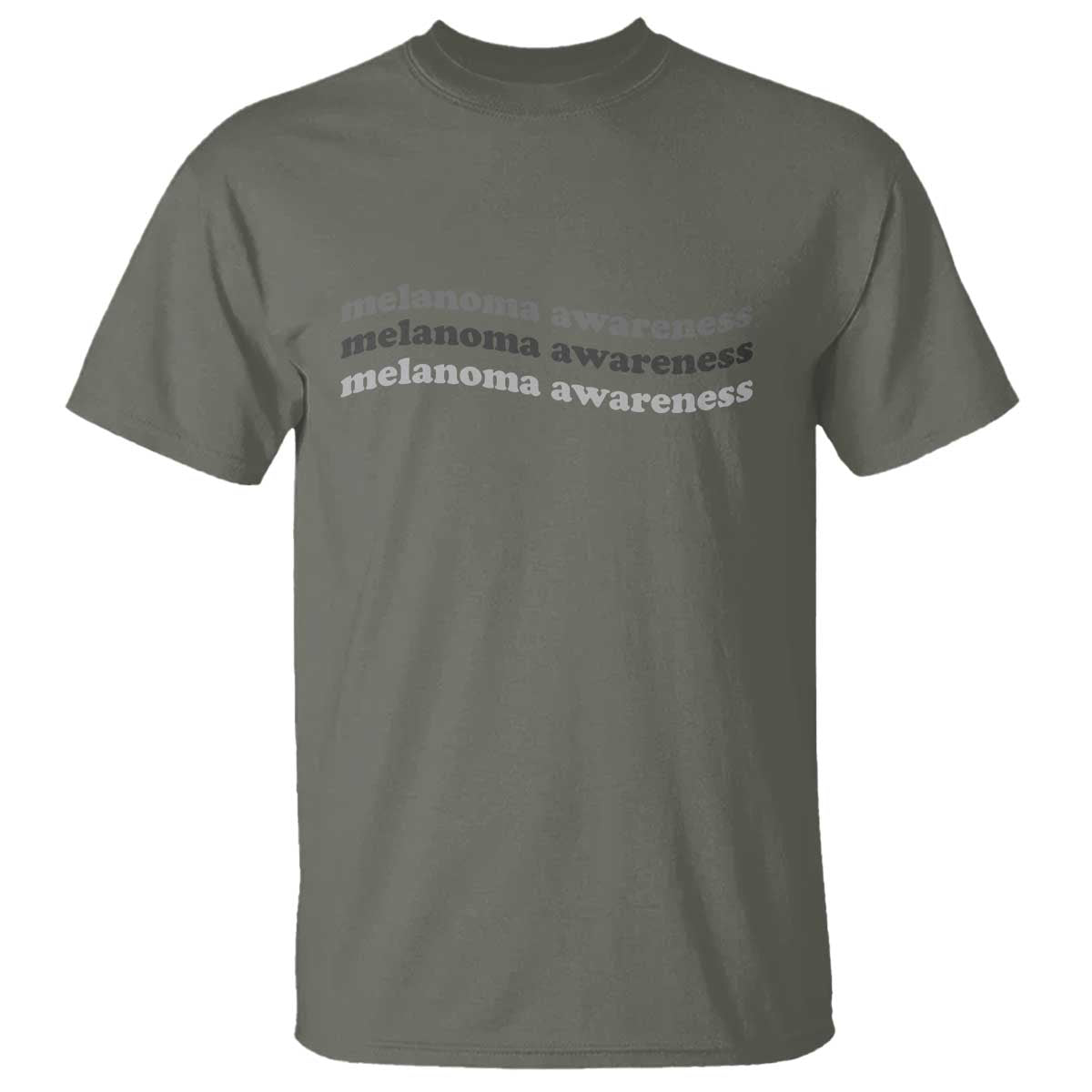 Melanoma Groovy Wavy Typography T Shirt Skin Cancer Warrior Gift TS12 Military Green Print Your Wear