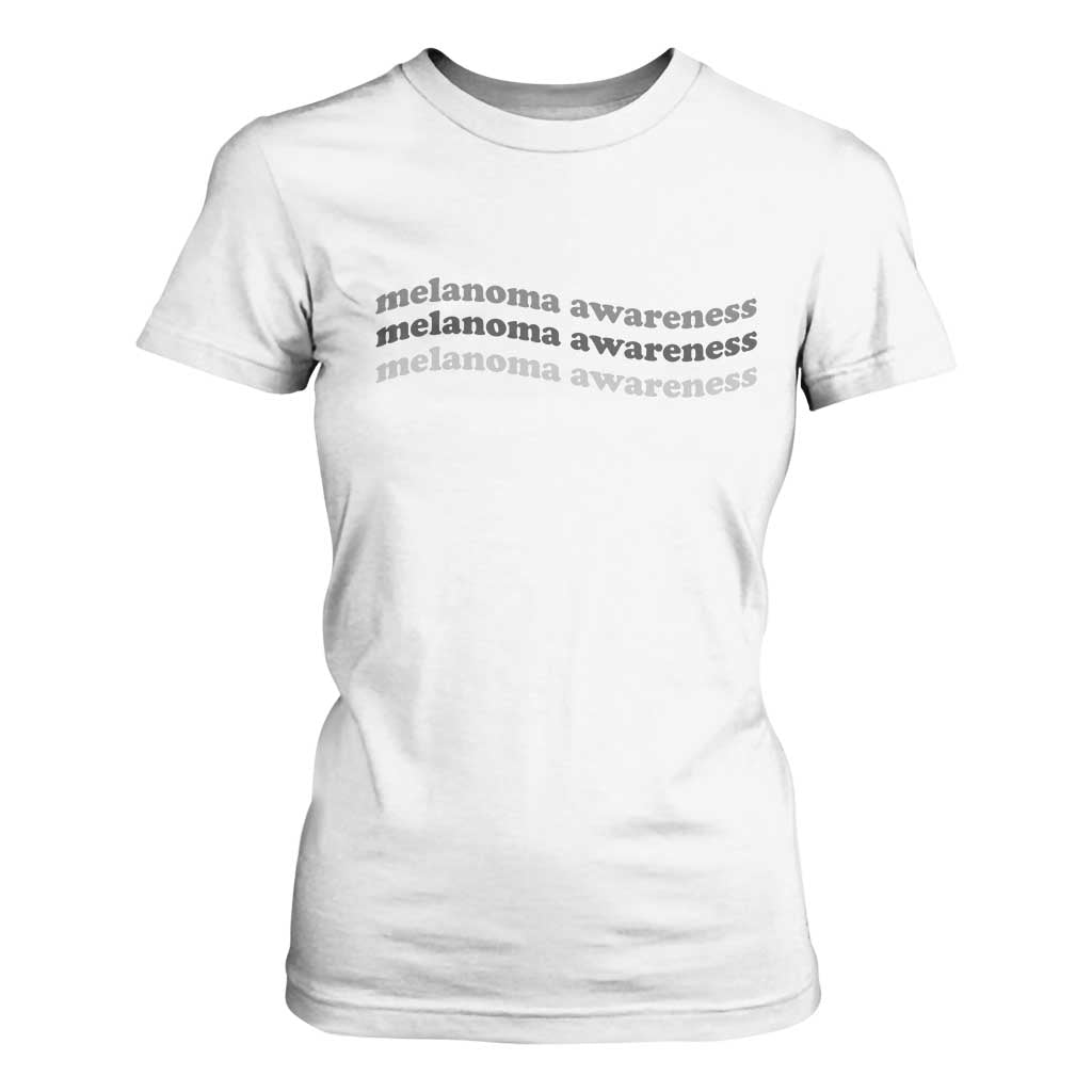 Melanoma Groovy Wavy Typography T Shirt For Women Skin Cancer Warrior Gift TS12 White Print Your Wear