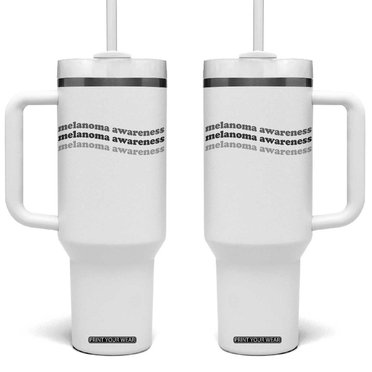 Melanoma Groovy Wavy Typography Tumbler With Handle Skin Cancer Warrior Gift TS12 One Size: 40 oz White Print Your Wear