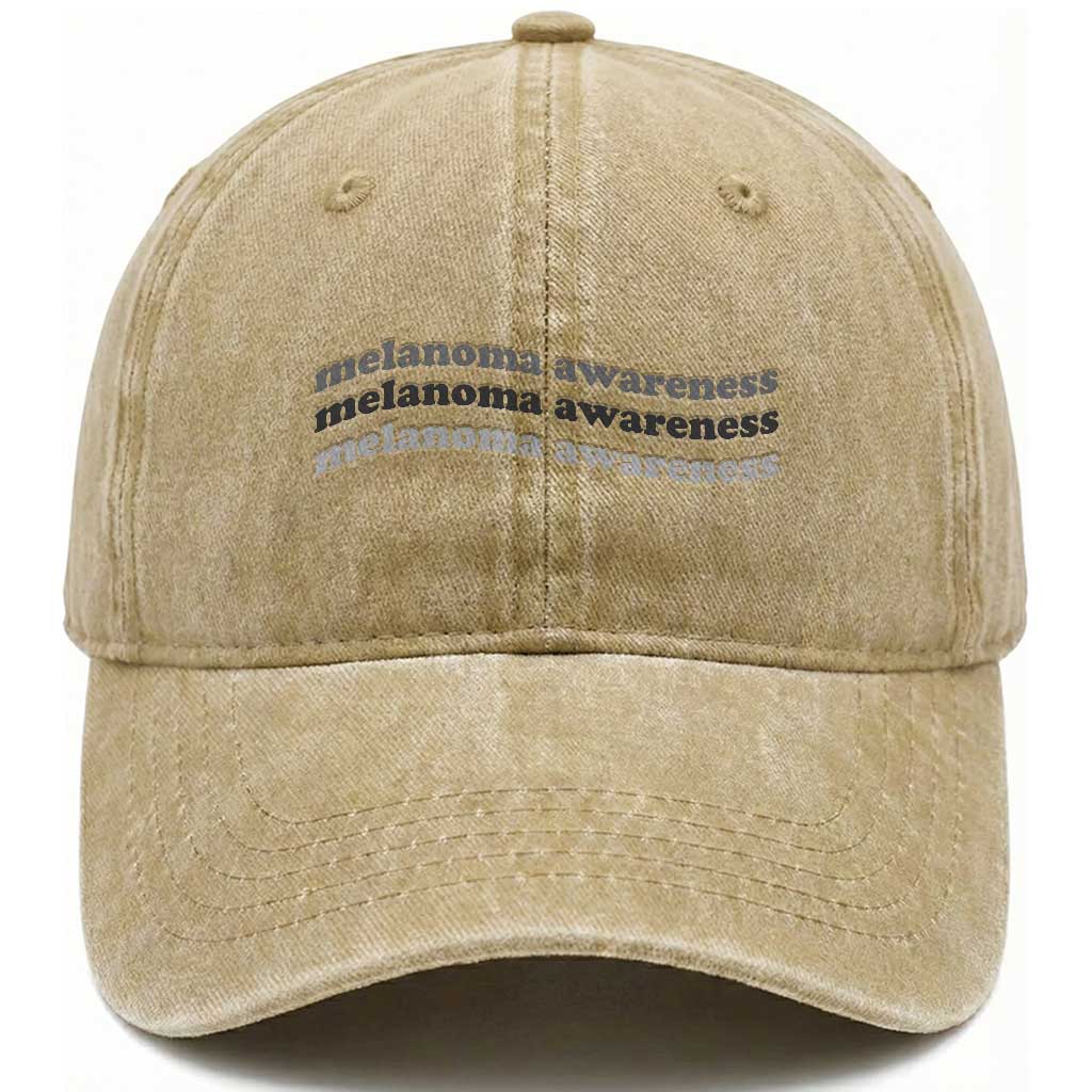 Melanoma Groovy Wavy Typography Washed Cotton Baseball Cap Skin Cancer Warrior Gift TS12 Print Your Wear