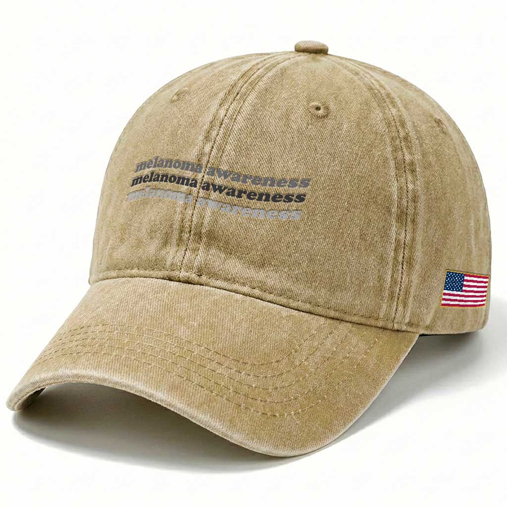 Melanoma Groovy Wavy Typography Washed Cotton Baseball Cap Skin Cancer Warrior Gift TS12 Print Your Wear