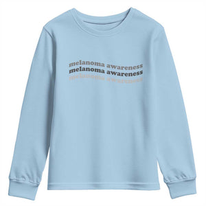 Melanoma Groovy Wavy Typography Youth Sweatshirt Skin Cancer Warrior Gift TS12 Light Blue Print Your Wear