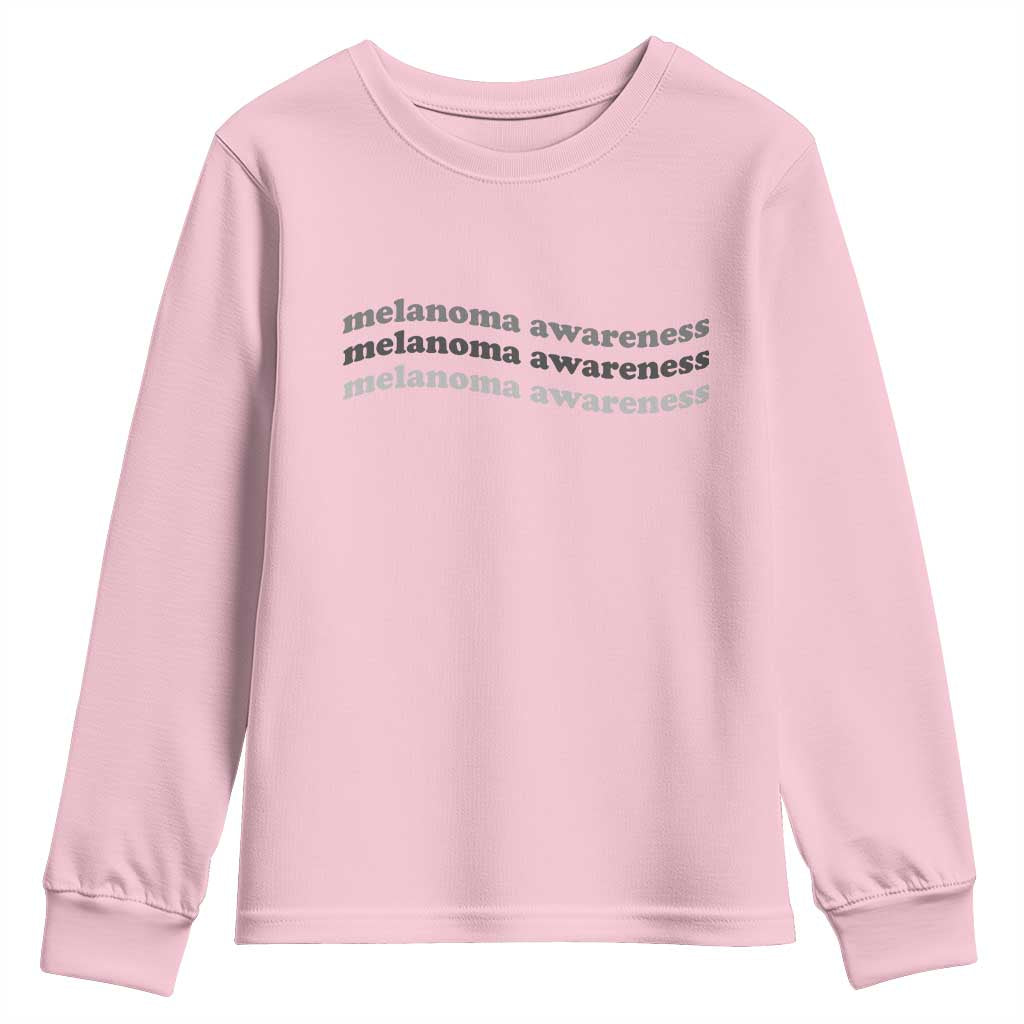 Melanoma Groovy Wavy Typography Youth Sweatshirt Skin Cancer Warrior Gift TS12 Light Pink Print Your Wear