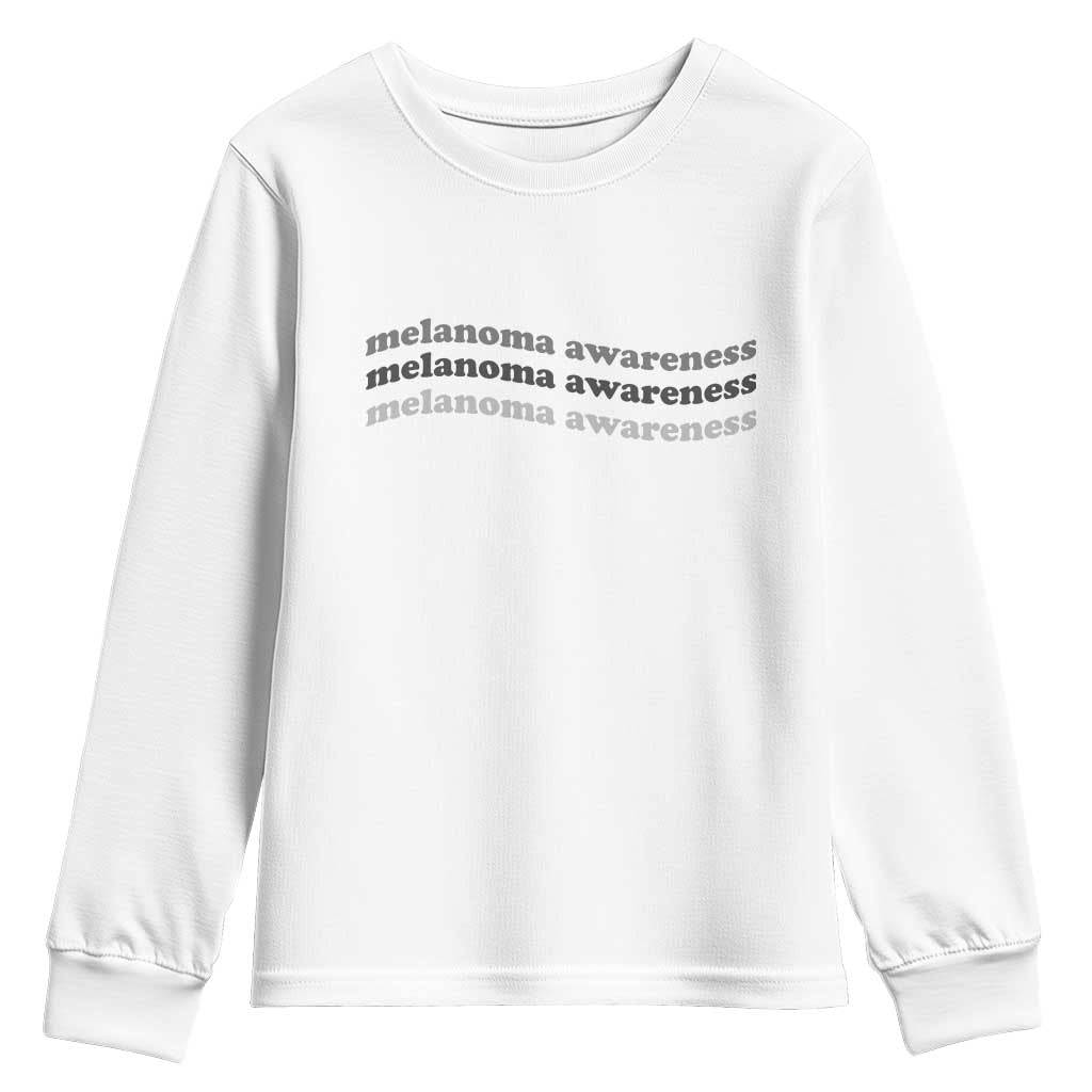 Melanoma Groovy Wavy Typography Youth Sweatshirt Skin Cancer Warrior Gift TS12 White Print Your Wear