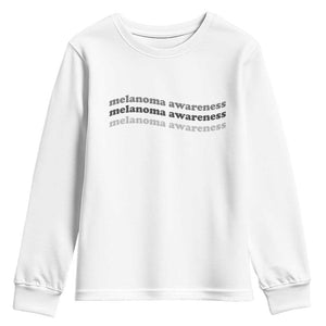 Melanoma Groovy Wavy Typography Youth Sweatshirt Skin Cancer Warrior Gift TS12 White Print Your Wear